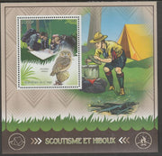 Congo 2015 Scouts & Owls perf m/sheetlet #2 containing one value unmounted mint