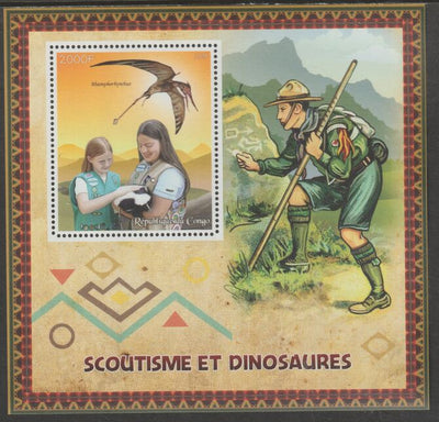Congo 2015 Scouts & Dinosaurs perf m/sheetlet #2 containing one value unmounted mint