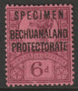 Bechuanaland 1902 Overprint on,GB 6d Jubilee overprinted SPECIMEN with gum but horiz crease, only about 750 produced SG 65s