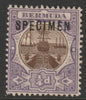 Bermuda 1906 Dry Dock 1/4d overprinted SPECIMEN fine with gum only about 400 produced SG 34s
