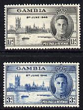 Gambia 1946 KG6 Victory Commemoration set of 2 unmounted mint, SG 162.3
