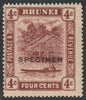Brunei 1924 River Scene Multiple Script 4c maroon overprinted SPECIMEN with gum and only about 400 produced SG 64s