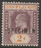 Fiji 1903 KE7 Key Plate Crown CA 2d overprinted SPECIMEN with gum and only about 750 produced SG 106s