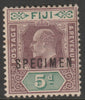 Fiji 1903 KE7 Key Plate Crown CA 5d overprinted SPECIMEN with gum and only about 750 produced SG 110s