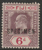 Fiji 1903 KE7 Key Plate Crown CA 6d overprinted SPECIMEN with gum and only about 750 produced SG 111s