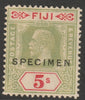 Fiji 19222 KG5 Key Plate Multiple Script 5s overprinted SPECIMEN with gum but somewhat faded, only about 400 produced SG 241s