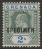 Grenada 1902 KE7 Crown CA Key Plate 2s overprinted SPECIMEN fine with gum and only about 750 produced SG 64s