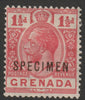 Grenada 1921 KG5 Script CA 1d carmine overprinted SPECIMEN (type D12) fine with gum and only about 400 produced SG 113s