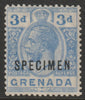 Grenada 1921 KG5 Script CA 3d blue overprinted SPECIMEN (type D12) fine with gum and only about 400 produced SG 121s