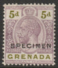 Grenada 1921 KG5 Script CA 5d overprinted SPECIMEN (type D16) fine with gum and only about 400 produced SG 124s