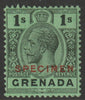Grenada 1921 KG5 Script CA 1s black on emerald overprinted SPECIMEN (type D16) fine with gum and only about 400 produced SG 128s