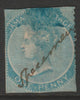 Jamaica 1860 QV 1d blue watermarked Pineapple with SPECIMEN in manuscript, without gum and imperf on 3 sides but believed to be unique, SG 1s