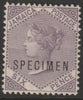 Jamaica 1905 QV 6d lilac overprinted SPECIMEN (type D12) fine with gum and only about 750 produced SG 52s