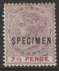 Lagos 1887 QV Crown CA 7.5d overprinted SPECIMEN with gum and only about 750 produced SG 36s