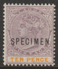 Lagos 1887 QV Crown CA 10d overprinted SPECIMEN very fine with gum and only about 750 produced SG 37s