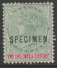 Lagos 1887 QV Crown CA 2s6d overprinted SPECIMEN fine with gum and only about 750 produced SG 39s