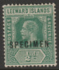 Leeward Islands 1912 KG5 MCA 1/2d overprinted SPECIMEN with gum large hinge remainder only about 400 produced SG 47s