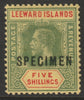 Leeward Islands 1912 KG5 MCA 5s overprinted SPECIMEN fine with gum only about 400 produced SG 57s