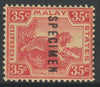 Malaya - Federated Malay States 1904 Tiger MCA 35c overprinted SPECIMEN with gum and only about 750 produced SG 46s