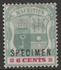 Mauritius 1895 Arms Crown CA 6c overprinted SPECIMEN with gum and only about 750 produced SG 131s