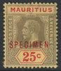 Mauritius 1913 KG5 MCA25c overprinted SPECIMEN some gum and only about 400 produced SG 199s