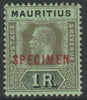 Mauritius 1921 KG5 Multiple Script 1R die II overprinted SPECIMEN fine with gum and only about 400 produced SG 238s
