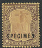 Montserrat 1908 Device of Colony MCA 3d overprinted SPECIMEN with gum and only about 400 produced SG 40s