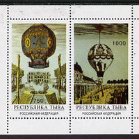 Touva 1996 Air-Balloons perf sheetlet containing set of 2 unmounted mint