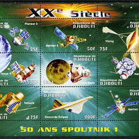 Djibouti 2009 50th Anniversary of Sputnik #01 perf sheetlet containing 9 values unmounted mint