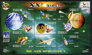 Djibouti 2009 50th Anniversary of Sputnik #01 perf sheetlet containing 9 values unmounted mint