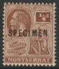 Montserrat 1922 KG5 Multiple Script 1/4d overprinted SPECIMEN with gum and only about 400 produced SG 63s