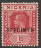 Nigeria 1914 KG5 MCA 1d overprinted SPECIMEN with gum and only about 400 produced SG 2s