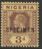 Nigeria 1914 KG5 MCA 3d overprinted SPECIMEN with gum and only about 400 produced SG 5s