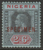 Nigeria 1914 KG5 MCA 2s6d overprinted SPECIMEN fine with gum and only about 400 produced SG 9s