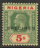 Nigeria 1921 KG5 Multiple Script 5s die II overprinted SPECIMEN with gum and only about 400 produced SG 28s