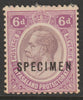 Nyasaland 1913 KG5 Crown CA 6d overprinted SPECIMEN with gum and only about 400 produced SG 92s