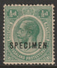 Nyasaland 1921 KG5 Multiple Script 1/2d overprinted SPECIMEN with gum but overall toning, only about 400 produced SG 100s