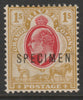 Orange River Colony 1903 KE7 Crown CA 1s overprinted SPECIMEN with gum and only about 750 produced SG 146s