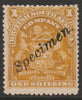Rhodesia 1898 Arms 1s overprinted SPECIMEN (locally) without gum as SG84s