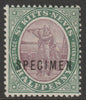 St Kitts-Nevis 1903 Columbus & Medicinal Spring Issue Crown CA 1/2d overprinted SPECIMEN with gum but light crease, only 750 produced SG 1s