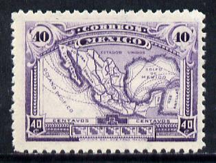 Mexico 1923 Map 40c violet (watermarked) unmounted mint SG 433 (inter-paneau gutter pairs or blocks available pro rata)