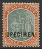 St Kitts-Nevis 1903 Columbus & Medicinal Spring Issue Crown CA 3d overprinted SPECIMEN with gum, only 750 produced SG 5s