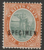 St Kitts-Nevis 1903 Columbus & Medicinal Spring Issue Crown CA 1s overprinted SPECIMEN fine with gum, only 750 produced SG 7s