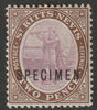 St Kitts-Nevis 1903 Columbus & Medicinal Spring Issue Crown CA 2d overprinted SPECIMEN without gum, only 750 produced SG 3s
