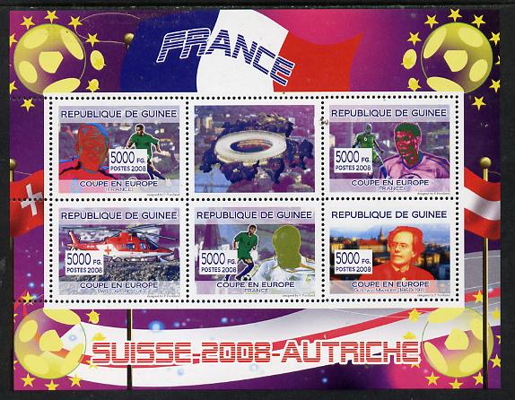 Guinea - Conakry 2008 European Football Championship - France perf sheetlet containing 5 values plus label unmounted mint