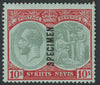 St Kitts-Nevis 1920 KG5 Pictorial MCA 10s overprinted SPECIMEN with gum, only about 400 produced SG35s