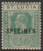 St Lucia 1921 KG5 Multiple Script 1/2d overprinted SPECIMEN with gum but sl soiling, only about 400 produced SG 91s