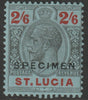 St Lucia 1921 KG5 Multiple Script 2s6d overprinted SPECIMEN with gum, only about 400 produced SG104s