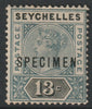 Seychelles 1890 QV Key Plate 13c overprinted SPECIMEN with gum and only about 345 produced SG5s