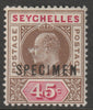 Seychelles 1903 KE7 Key Plate 45c overprinted SPECIMEN with gum, only about 750 produced SG 53s